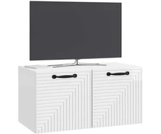 TV staliukas Sieninė TV spintelė Itin blizgi balta 59,5 x 31 x 30 cm