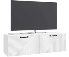 TV staliukas Sieninė TV spintelė Itin blizgi balta 98 x 31 x 30 cm