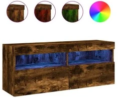 TV staliukas Sieninė TV spintelė su LED lemputėmis, dūminė, 100x30x40cm