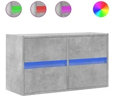 TV staliukas Sieninė TV spintelė su LED lemputėmis, betono, 80x31x45cm
