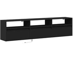TV staliukas Sieninė TV spintelė su LED, juoda, 180x31x45 cm