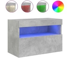 TV staliukas Sieninė TV spintelė su LED lemputėmis, betono pilka, 60x30x40cm