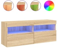 TV staliukas Sieninė TV spintelė su LED lemputėmis, ąžuolo, 100x30x40cm