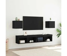 TV staliukas Sieninis televizoriaus kabinetas 2 pcs Juodojo ąžuolo