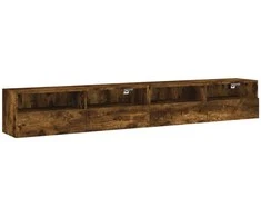 TV staliukas Sieninės TV spintelės, 2vnt., dūminės, 100x30x30cm, mediena