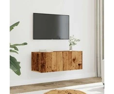TV staliukas Sieninės TV spintelės, 2vnt., sendintos medienos, 80x30x30cm