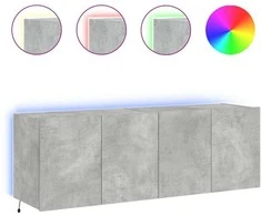 TV staliukas Sieninės TV spintelės su LED, 2vnt., betono pilkos, 60x35x41cm