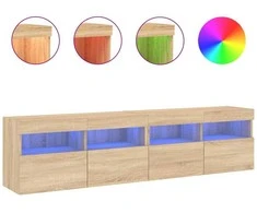 TV staliukas Sieninės TV spintelės su LED, 2vnt., sonoma ąžuolo, 80x30x40cm