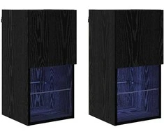 TV staliukas Sieniniai televizorių spintelės su LED 2 pcs Juodas ąžuolas