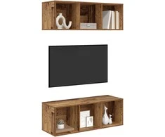 TV staliukas TV spintelių komplektas 2 pcs Senovinis medis 37 x 37 x 107 cm