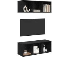 TV staliukas TV spintelių komplektas 2 pcs Juodas ąžuolas 37 x 37 x 107 cm