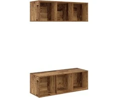 TV staliukas TV spintelių komplektas 2 pcs Senovinis medis 37 x 37 x 107 cm
