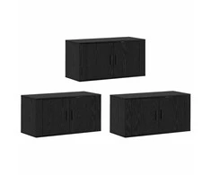 TV staliukas Sieninio televizoriaus kabineto komplektas 3 pcs Juodas ąžuolas
