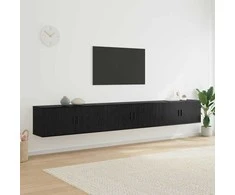 TV staliukas Sieninio televizoriaus kabineto komplektas 3 pcs Juodas ąžuolas