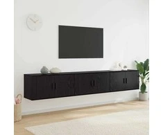 TV staliukas Sieninio televizoriaus kabineto komplektas 3 pcs Juodas ąžuolas