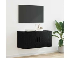 TV staliukas Sieninis televizoriaus kabinetas juoda ąžuolo 80 x 34.5 x 40 cm