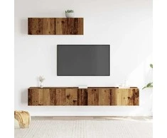 TV staliukas Sieninis televizoriaus spintelės komplektas, 3 dalių