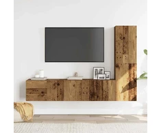 TV staliukas Sieninis televizoriaus spintelės komplektas, 3 dalių