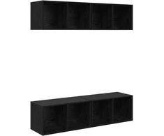 TV staliukas TV spintelių komplektas 4 pcs Juodas ąžuolas 37 x 37 x 72 cm