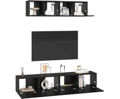 TV staliukas TV spintelių komplektas 4 pcs Juodas ąžuolas Apdirbta mediena