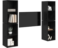 TV staliukas TV spintelių komplektas 4 pcs Juodas ąžuolas 37 x 37 x 72 cm