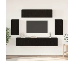 TV staliukas TV spintelių komplektas 6 pcs Juodas ąžuolas Apdirbta mediena