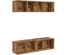 TV staliukas TV spintelių komplektas 4 pcs Senovinis medis 37 x 37 x 72 cm