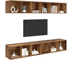 TV staliukas TV spintelių komplektas 4 pcs Senovinis medis 37 x 37 x 107 cm