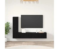 TV staliukas Sieninis televizoriaus stovas 2 pcs Juodas ąžuolas