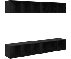 TV staliukas TV spintelių komplektas 4 pcs Juodas ąžuolas 37 x 37 x 107 cm
