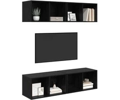TV staliukas TV spintelių komplektas 4 pcs Juodas ąžuolas 37 x 37 x 72 cm