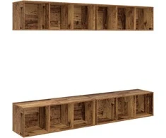 TV staliukas TV spintelių komplektas 4 pcs Senovinis medis 37 x 37 x 107 cm