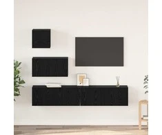 TV staliukas TV spintelių komplektas 3 pcs Juodas ąžuolas Apdirbta mediena