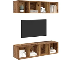 TV staliukas TV spintelių komplektas 4 pcs Senovinis medis 37 x 37 x 72 cm