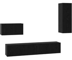 TV staliukas Sieninis televizoriaus stovas 4 pcs Juodas ąžuolas