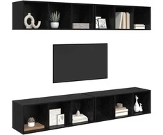 TV staliukas TV spintelių komplektas 4 pcs Juodas ąžuolas 37 x 37 x 107 cm