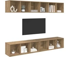 TV staliukas TV spintelių komplektas 4 pcs Amatininkų ąžuolas
