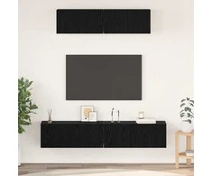 TV staliukas TV spintelių komplektas 4 pcs Juodas ąžuolas Apdirbta mediena
