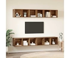 TV staliukas TV spintelių komplektas 4 pcs Senovinis medis 37 x 37 x 107 cm