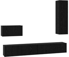TV staliukas Sieninis televizoriaus stovas 4 pcs Juodas ąžuolas