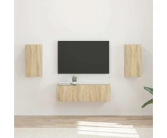 TV staliukas TV sieninio kabineto komplektas 4 pcs Sonoma ąžuolas