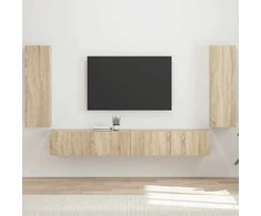 TV staliukas TV sieninio kabineto komplektas 4 pcs Sonoma ąžuolas