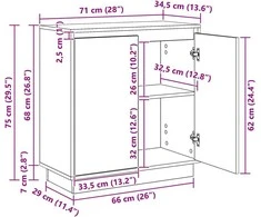 LED Bufetas Sendintos medienos 71 x 34,5 x 75 cm
