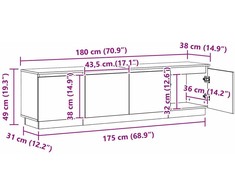 TV staliukas Televizoriaus spintelė Pilkas Sonoma 180 x 38 x 49 cm