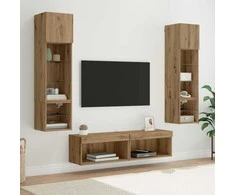 TV staliukas Televizoriaus sieninis modulis 6 pcs Amatininkų ąžuolas