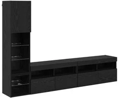 TV staliukas Televizoriaus sieninis modulis su LED 4 pcs Juodas ąžuolas