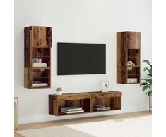 TV staliukas Televizoriaus sieninis modulis 6 pcs Senovinis medis