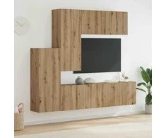 TV staliukas Televizoriaus sieninis modulis 5 pcs Amatininkų ąžuolas