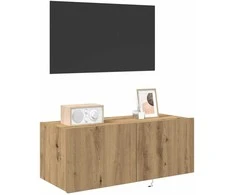 TV staliukas TV sieninė spintelė su LED Amatininkų ąžuolas 80 x 35 x 31 cm