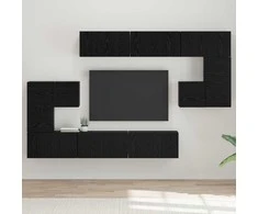 TV staliukas TV spintelių komplektas 10 pcs Juodas ąžuolas Apdirbta mediena
